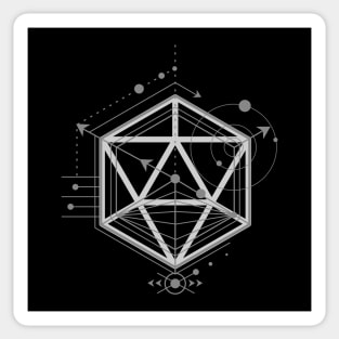 D20 Dice Blueprint Tabletop Roleplaying RPG Gaming Addict Sticker